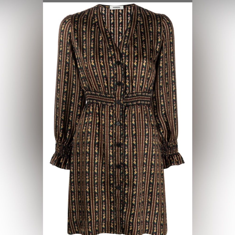 Sandro Karma Striped Silk Mini Dress